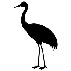 crane bird black silhouette vector, Simple silhouette Design vector icon with white background. Wild bird