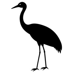 crane bird black silhouette vector, Simple silhouette Design vector icon with white background. Wild bird