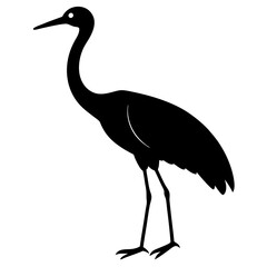 crane bird black silhouette vector, Simple silhouette Design vector icon with white background. Wild bird