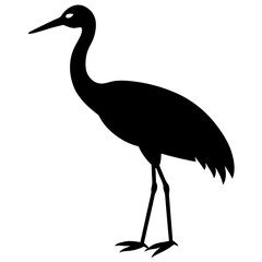 crane bird black silhouette vector, Simple silhouette Design vector icon with white background. Wild bird