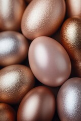 Colorful easter eggs in various shades and finishes are beautifully arranged, creating a vibrant atmosphere filled with the joy of spring Generative AI