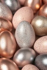 A delightful arrangement of colorful Easter eggs showcases various hues and finishes, radiating joy and vibrancy, designed to elevate the festive atmosphere during spring celebrations Generative AI