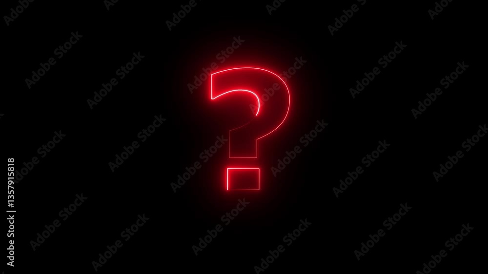 Poster question mark sign animation. neon colored digital big question rotating and red color . cyberspace 