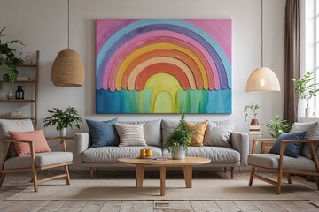 Obraz premium Calm Vibrant Rainbow Canvas Art for Serene Home Decor