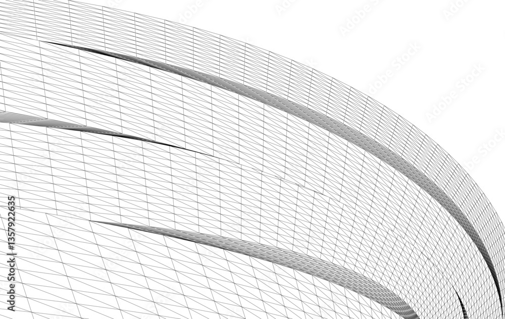 Poster abstract wireframe flow - dynamic curved mesh lines - vector illustration