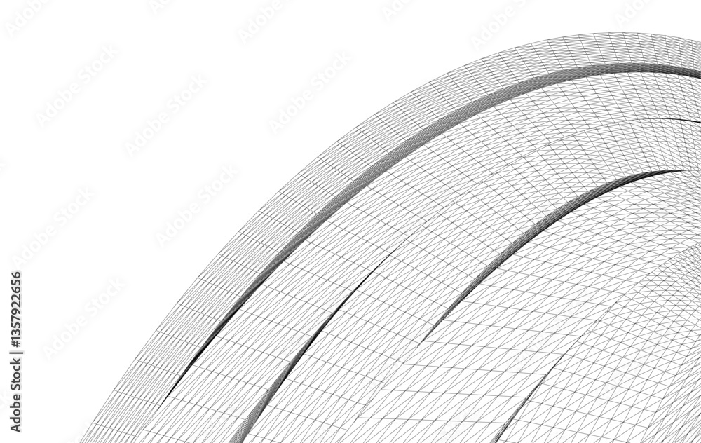 Poster abstract wireframe flow - dynamic curved mesh lines - vector illustration