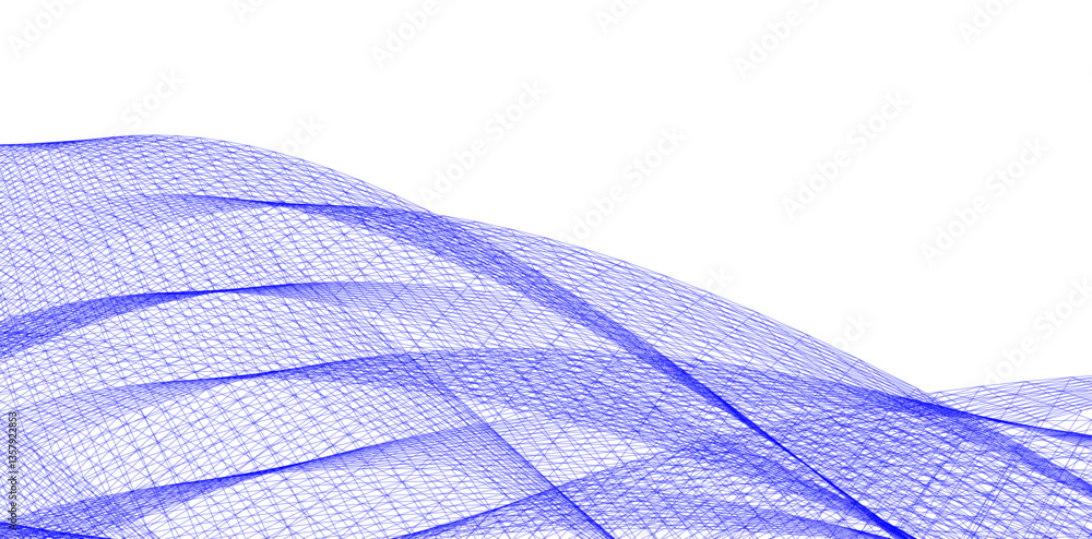 Poster abstract wireframe flow - dynamic curved mesh lines - vector illustration