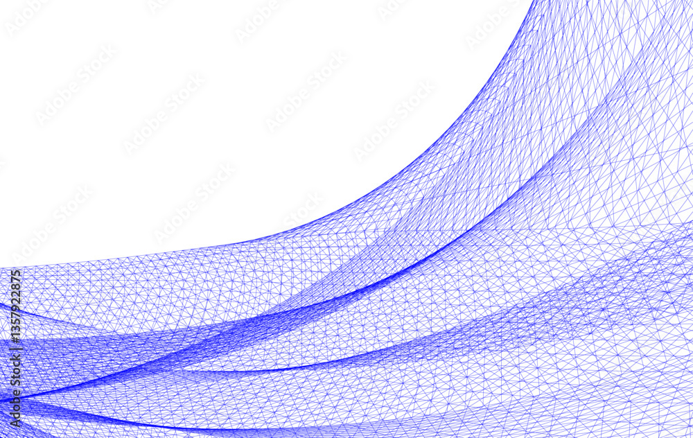 Poster abstract wireframe flow - dynamic curved mesh lines - vector illustration