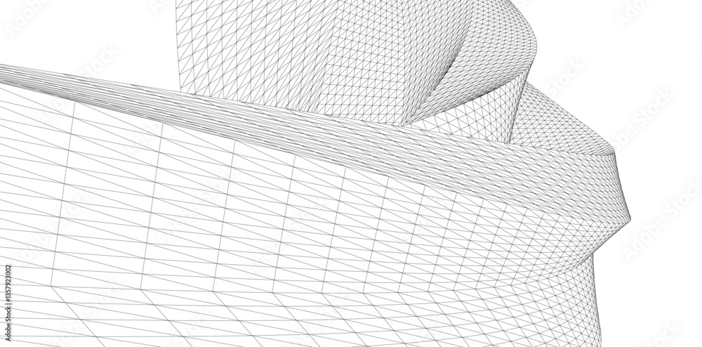 Poster abstract wireframe flow - dynamic curved mesh lines - vector illustration