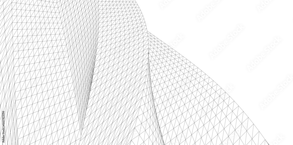 Poster abstract wireframe flow - dynamic curved mesh lines - vector illustration