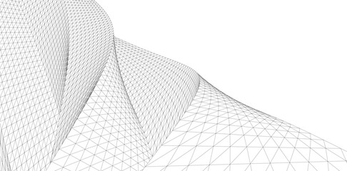 Abstract Wireframe Flow - Dynamic Curved Mesh Lines - Vector Illustration