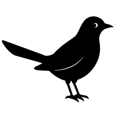 cuckoo bird black silhouette vector, Simple silhouette Design vector icon with white background. Wild bird