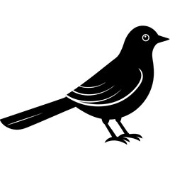 cuckoo bird black silhouette vector, Simple silhouette Design vector icon with white background. Wild bird