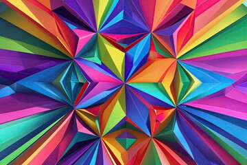 Vibrant Polygonal Artwork Featuring a Bright Rainbow Color Palette