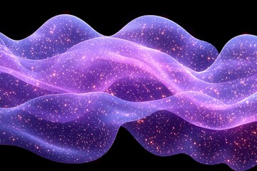 Purple glowing wave with sparkles, abstract design. Ideal for backgrounds, tech, or fantasy themes.