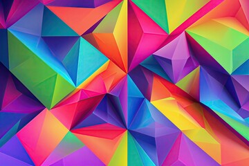 Obraz premium Vibrant Rainbow Geometric Background Featuring Abstract Polygon Design
