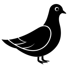 Dove bird black silhouette vector, Simple silhouette Design vector icon with white background. Wild bird