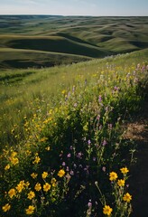 Obraz premium Prairie Wildflowers and Rolling Hills Landscape
