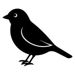 finch bird black silhouette vector, Simple silhouette Design vector icon with white background. Wild bird