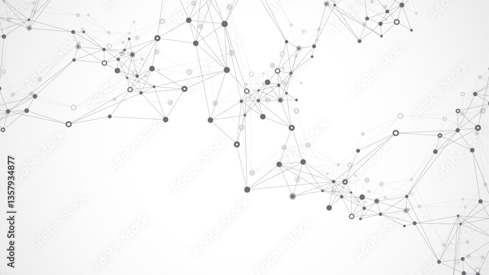 Fototapete Global network connection banner design template idea. Header social network communication in the global business concept. Internet technology. Big data visualization. Vector illustration