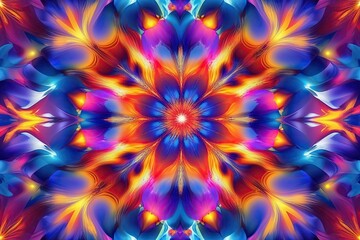 Fototapeta premium Dynamic Abstract Artwork Featuring Vibrant Kaleidoscope Color Burst Design