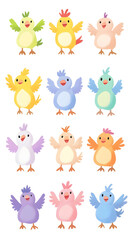 Obraz premium Illustration of Cute Colorful Chicken Isolated on Transparent Background