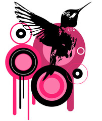 Colibr&iacute;, design Frutiger Metro, cercles roses et noirs, graffiti num&eacute;rique