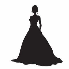 Elegant Bridal Silhouette - Graceful Woman in Gown Illustration