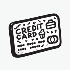 Black and White Doodle Credit Card Illustration with Fun Elements