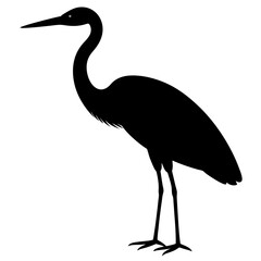 Obraz premium heron bird black silhouette vector, Simple silhouette Design vector icon with white background. Wild bird