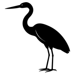 Obraz premium heron bird black silhouette vector, Simple silhouette Design vector icon with white background. Wild bird