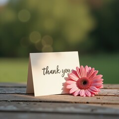thank you card with pink gerbera flower