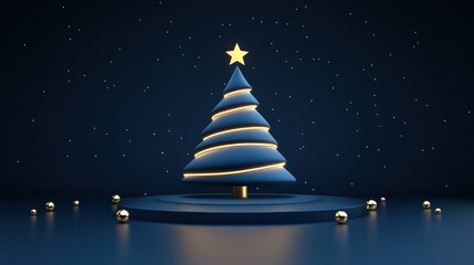Minimalist Abstract Christmas Tree Design With Star