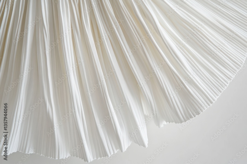 Aufkleber pleated white fabric drapes elegantly under soft lighting in a minimalistic space