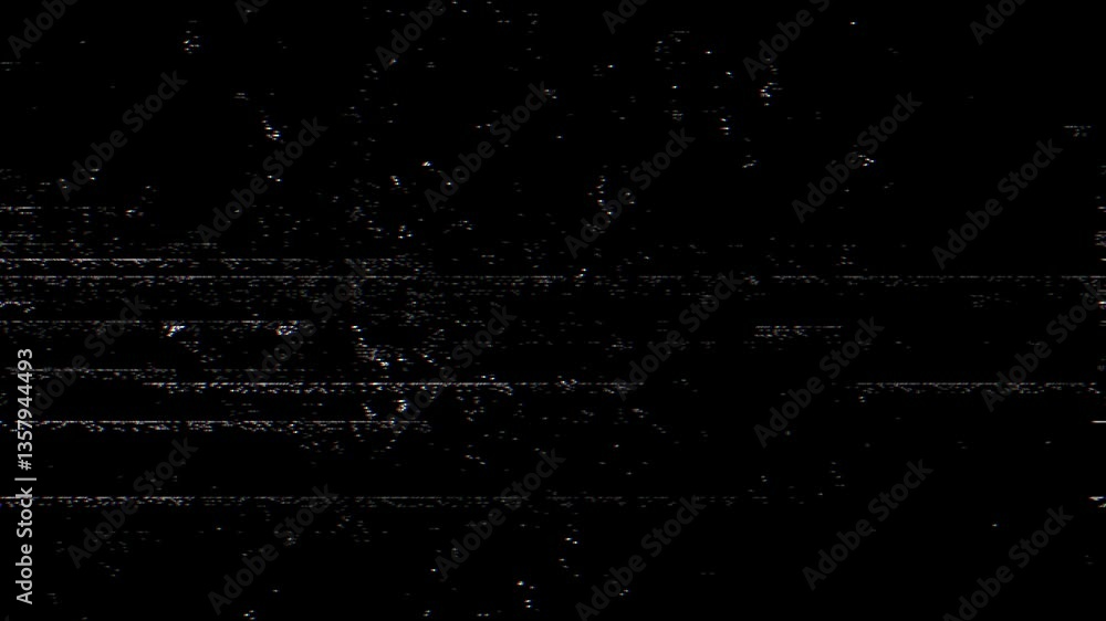 Poster digital glitch noise animation. black background. pixel vhs distortion effect. vcr tape. glitch art.