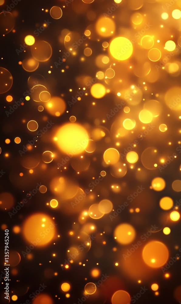 Poster Golden bokeh lights creating abstract glowing background effect