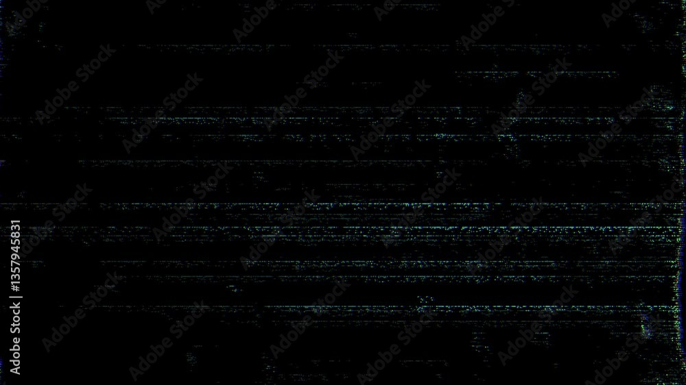 Poster digital glitch noise animation. black background. pixel vhs distortion effect. vcr tape. glitch art.