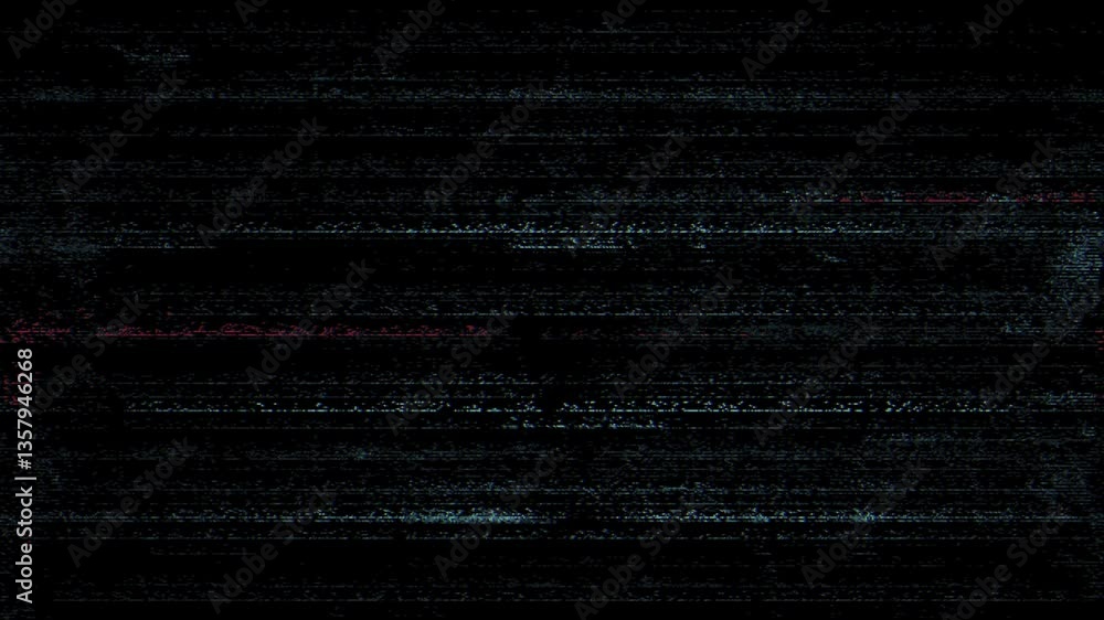 Poster digital glitch noise animation. black background. pixel vhs distortion effect. vcr tape. glitch art.