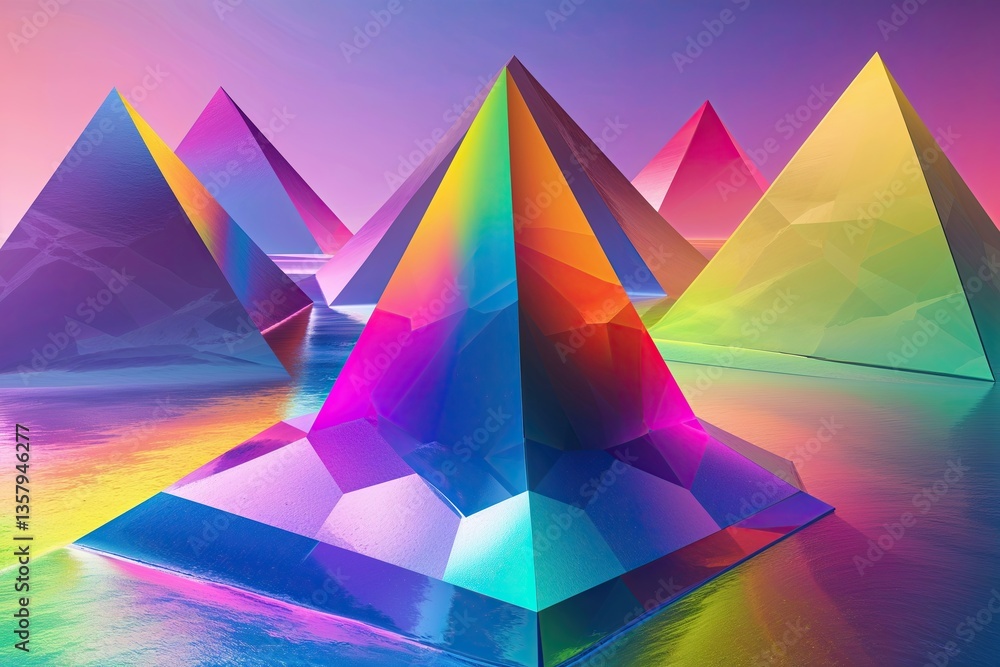 Poster Vibrant Pyramid Spectrum Surface Texture with Dynamic Gradient Colors