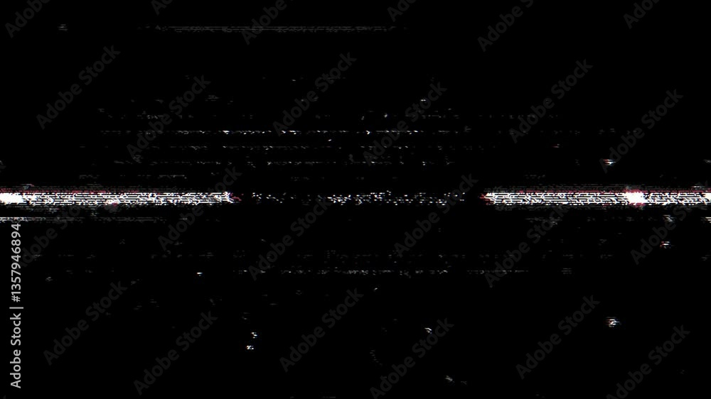 Poster digital glitch noise animation. black background. pixel vhs distortion effect. vcr tape. glitch art.
