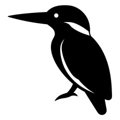 kingfisher bird black silhouette vector, Simple silhouette Design vector icon with white background. Wild bird
