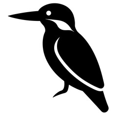kingfisher bird black silhouette vector, Simple silhouette Design vector icon with white background. Wild bird
