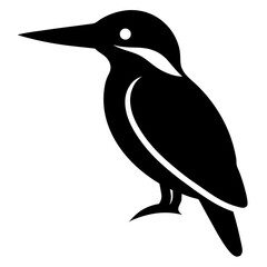 kingfisher bird black silhouette vector, Simple silhouette Design vector icon with white background. Wild bird