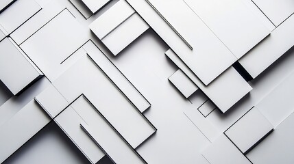 Clean sharp geometric lines arranged an abstract layout on a white background