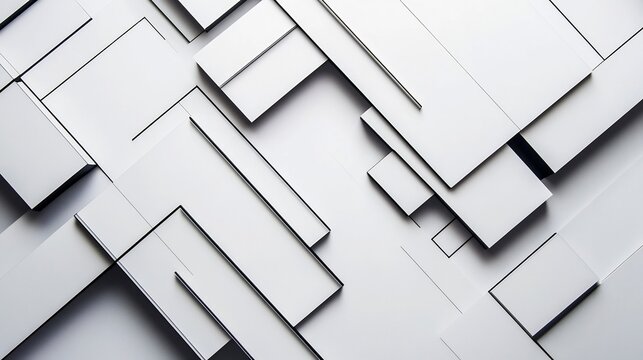 Clean sharp geometric lines arranged an abstract layout on a white background