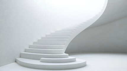 Naklejka premium Minimalist White Spiral Staircase Leading to Brightness Abstract Architecture Design Modern I