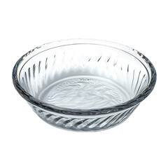Heavy Duty Glass Pie Dish with Polished Rim and Wavy Pattern Isolated on Transparent Background