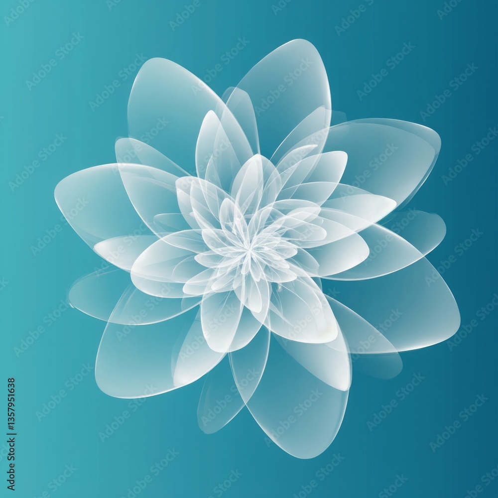 Poster Beautiful translucent flower design on a gradient background showcasing delicate petals and intricate patterns