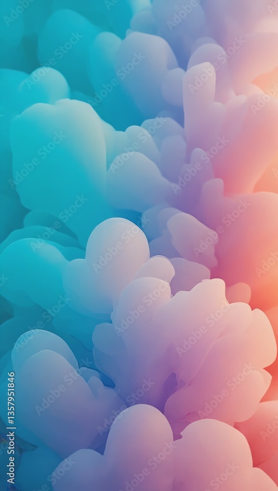 Poster colorful abstract clouds create a serene atmosphere with soft gradients in a tranquil setting