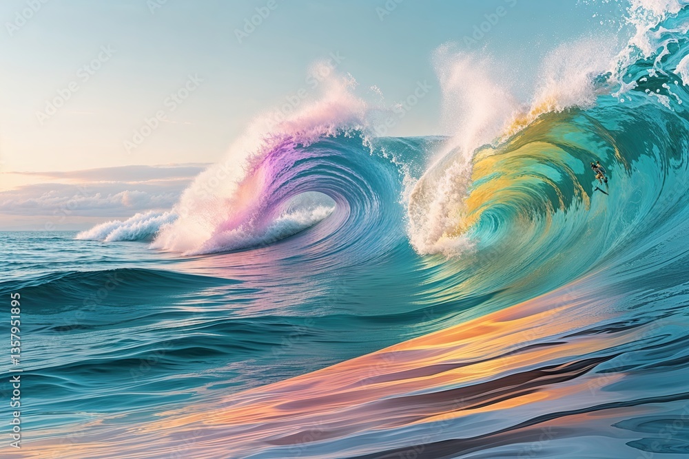 Aufkleber calm ocean wave color gradient background with soft tones and serene atmosphere
